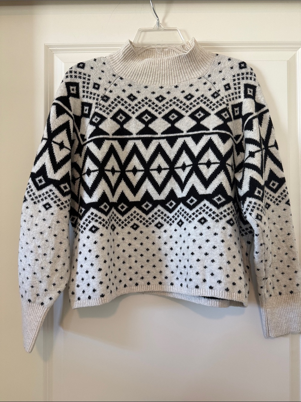 Old Navy Black & Cream Fair Isle Turtleneck Sweater